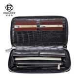 欧洛尔 Импортный длинный черный бумажник, вместительная и большая сумка с петлей на руку, кошелек с молнией, из натуральной кожи