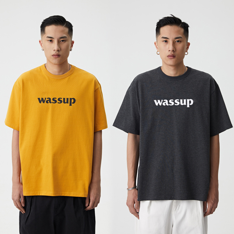 wassup official flagship store summer new products basic short-sleeved trend casual solid color half-sleeved bottoming men's t-shirt