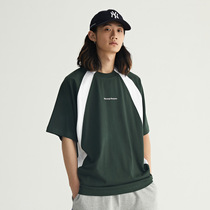 Wassuphouse Collision Color Splicing Inserted Shoulder Short Sleeve T-shirt Male And Female Summer New Tide Card Pure Cotton Couple Blouse