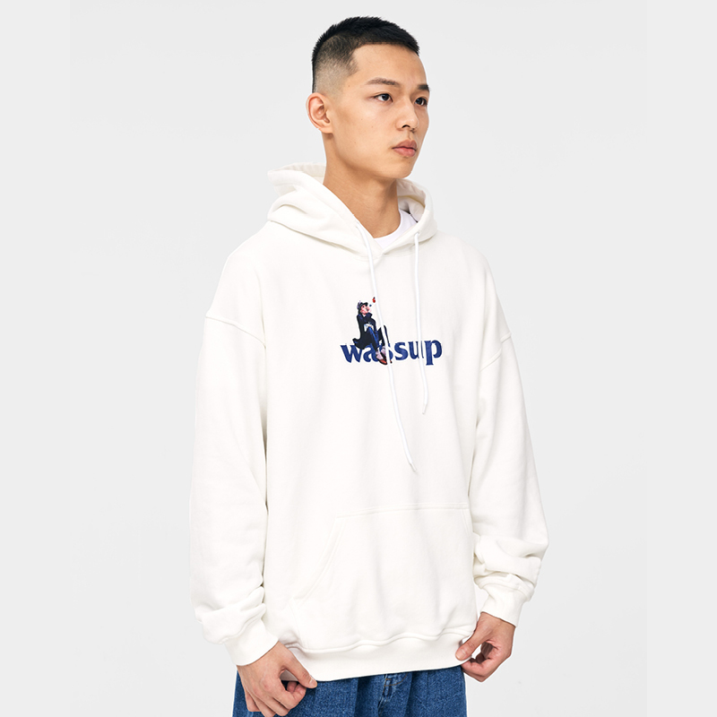 WASSUP sweatshirt hoodie print trend cotton loose pullover men's and women's autumn and winter plus plush thick tops