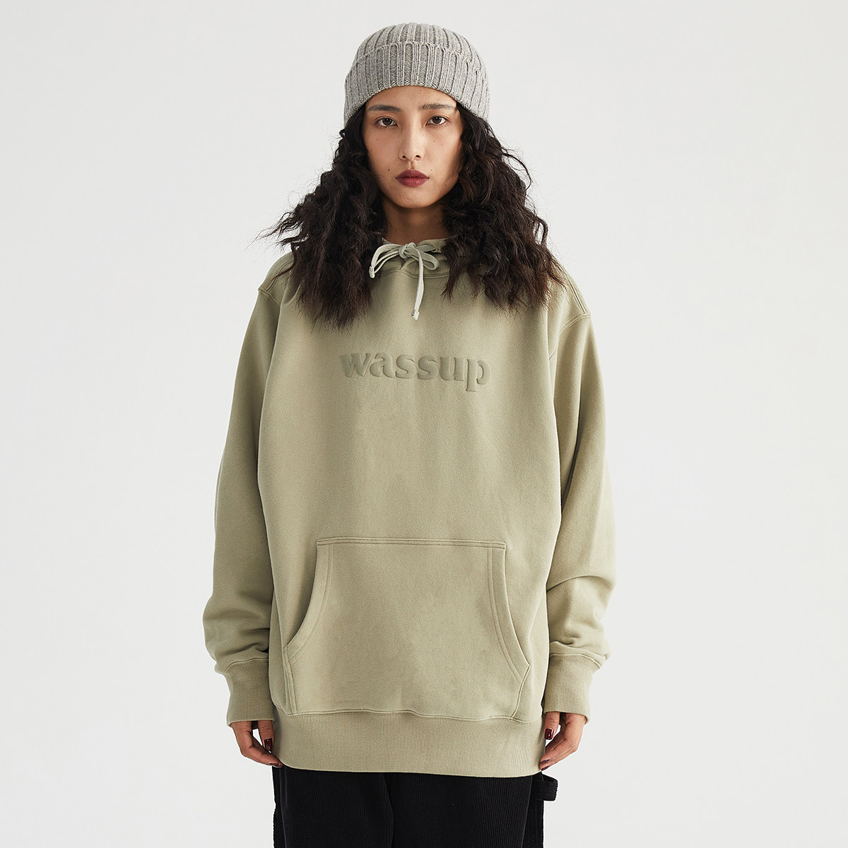 WASSUP autumn winter new stereo sparkling logo with cap loose 4-color couples thick T-shirt trend 2021 new