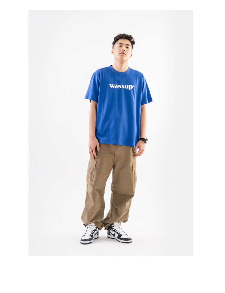 WASSUP18SS ba màu cắt ba chiều lỏng lẻo nhiều túi Kéo dây rút quần yếm d65m quần quân đội quần bò nam