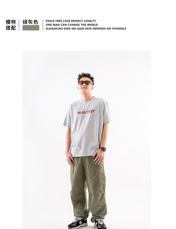 WASSUP18SS ba màu cắt ba chiều lỏng lẻo nhiều túi Kéo dây rút quần yếm d65m quần quân đội quần bò nam