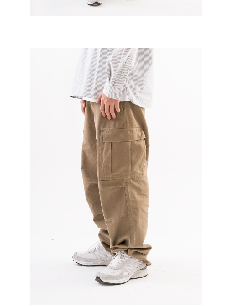 WASSUP18SS ba màu cắt ba chiều lỏng lẻo nhiều túi Kéo dây rút quần yếm d65m quần quân đội quần bò nam