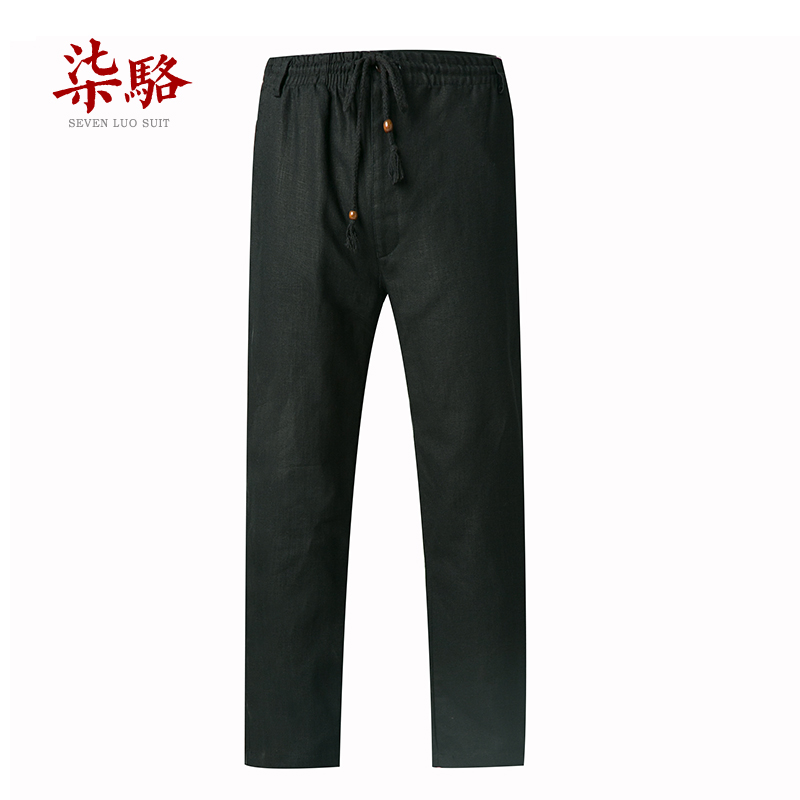 Linen casual pants men's autumn and winter cotton and hemp pants Tang men's Chinese large size loose pants Dad pants