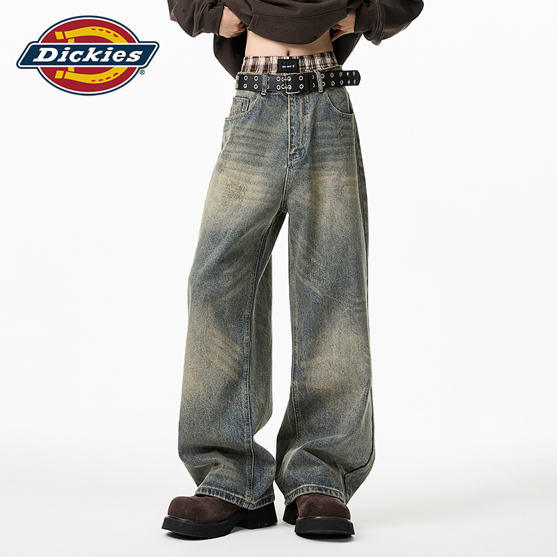 Dickies Spring and Autumn Trendy Brand Flared Jeans for Men, New American-Style Washed Straight-Leg High Street Casual Pants