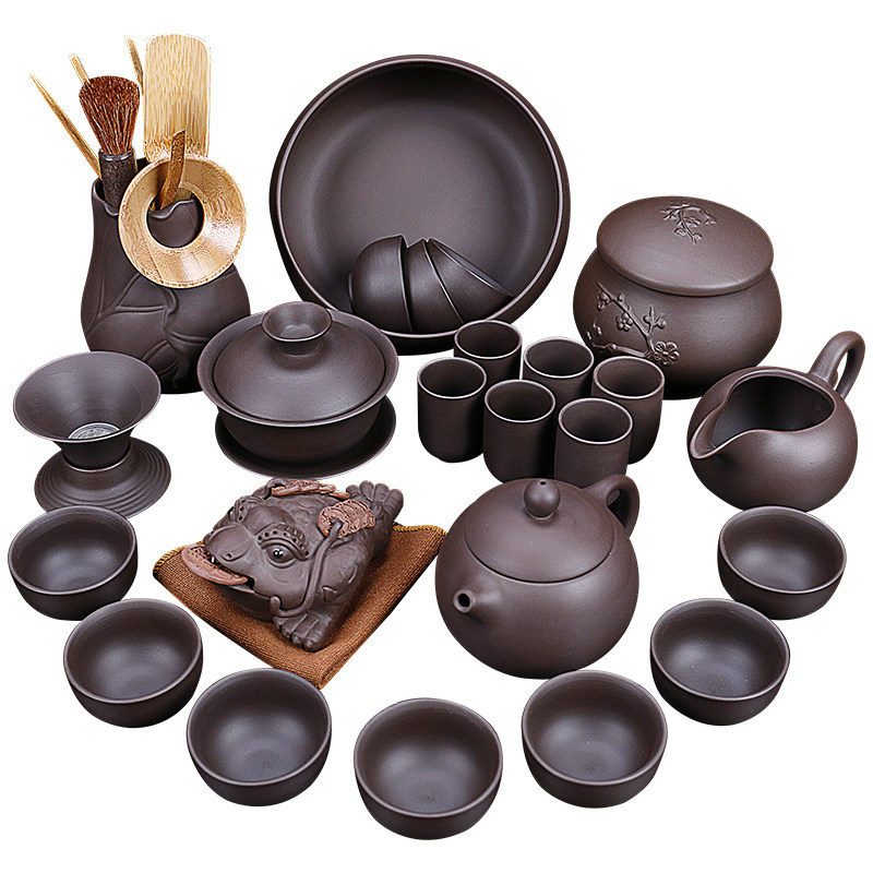 Good laugh raw ore purple sand kung fu tea set set home complete set of teapot tea cup tea ceremony gift tea set set