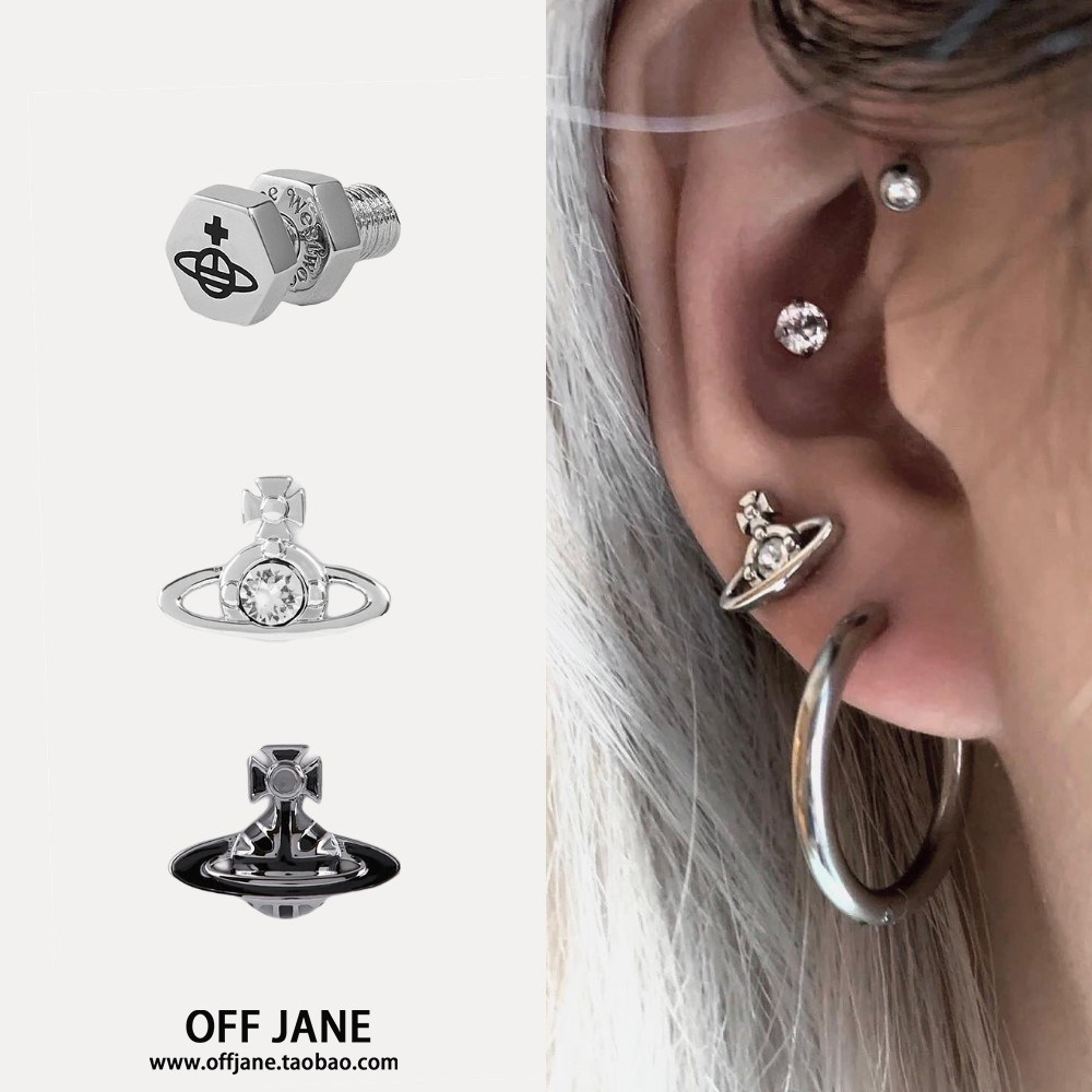 Vivienne westwood's classic zircon mini saturn fashion earrings