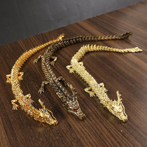 Brass 3D movable dragon Chinese three-clawed and five-clawed divine golden dragon ornaments antique zodiac copper dragon crafts movable dragon