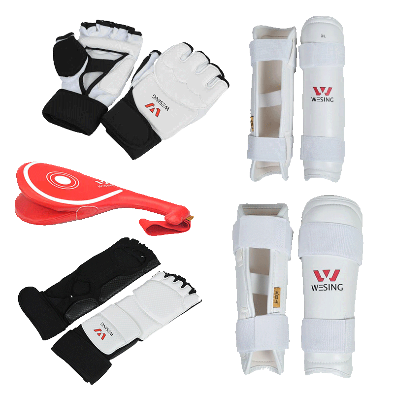 Jiuji Mountain Taekwondo Glove Hand Guard Foot Guard Taekwondo Training Combination Set Arm Guard Leg Guard Double Leaf Target Protector