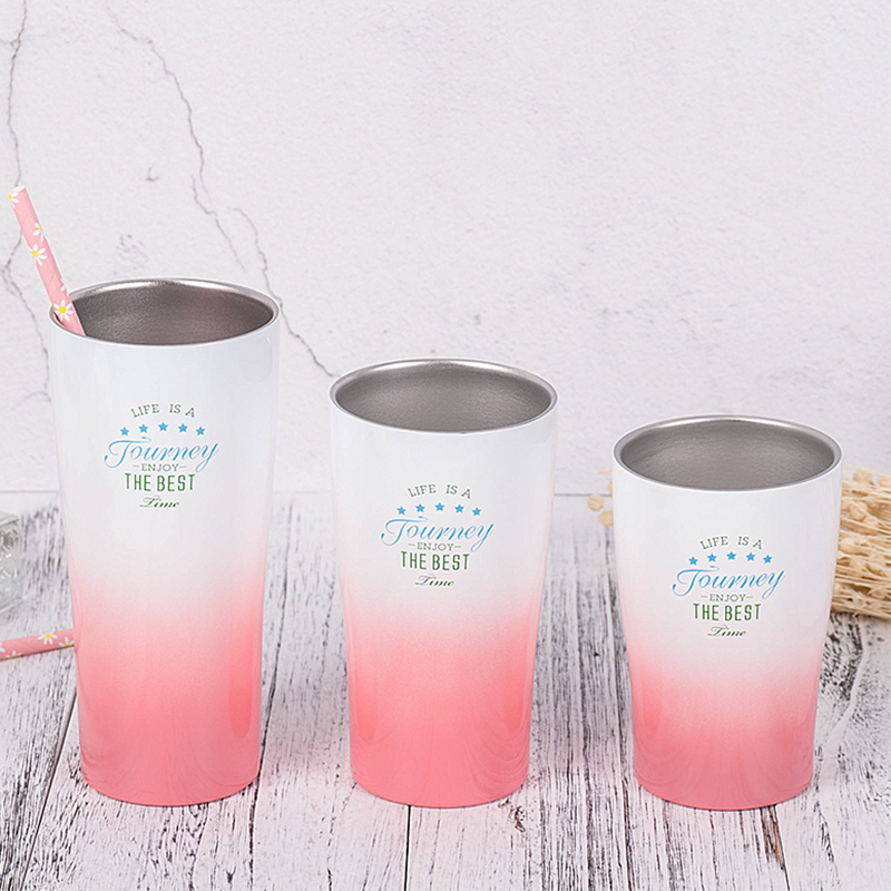 Japan-style Fashion Stainless Steel Beer Cup Water Cup Double mouth Cup Non-vacuum thermal insulation Cold-insulated cup accompanying cup