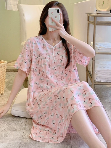 Тонкая пижама, японская длинная юбка, короткий рукав, большой размер