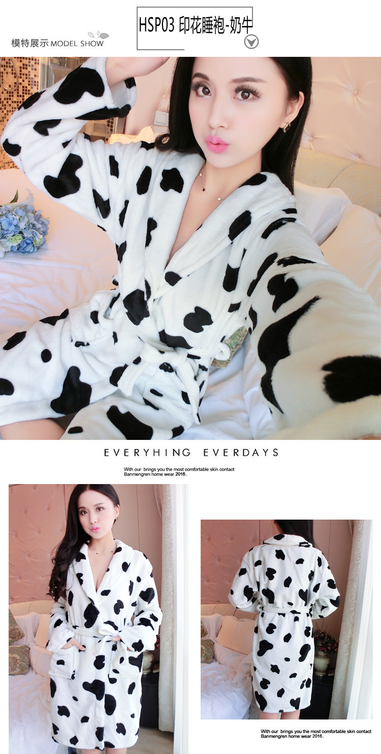 Áo ngủ nữ flannel pyjama áo choàng tắm mới dày ấm áp lông cừu san hô dài tay áo choàng tắm dịch vụ nhà mùa thu và mùa đông quần áo ngủ nam