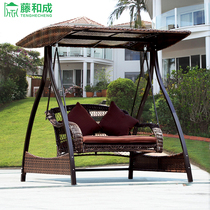 Outdoor swing hanging chair garden balcony rocking basket chair courtyard leisure adult indoor hanging basket wicker chair double iron art