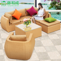 Rattan and Hesheng Villa outdoor balcony courtyard leisure rattan chair imitation rattan rattan sofa furniture combination