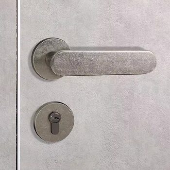 Retro Silver Indoor Door Lock Wabi-Sabi Style Distressed Bedroom Door Bathroom Solid Wood Door Lock Silent Lock Set