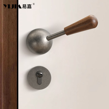 「Yunyi」 Antique Style Bedroom Door Lock Antique Silver Household Universal Indoor Door Lock Walnut Door Handle