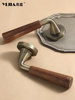 Qingyun Walnut Wood Indoor Bedroom Solid Wood Door Lock Antique Bronze Universal Solid Wood Door Handle Silent Magnetic