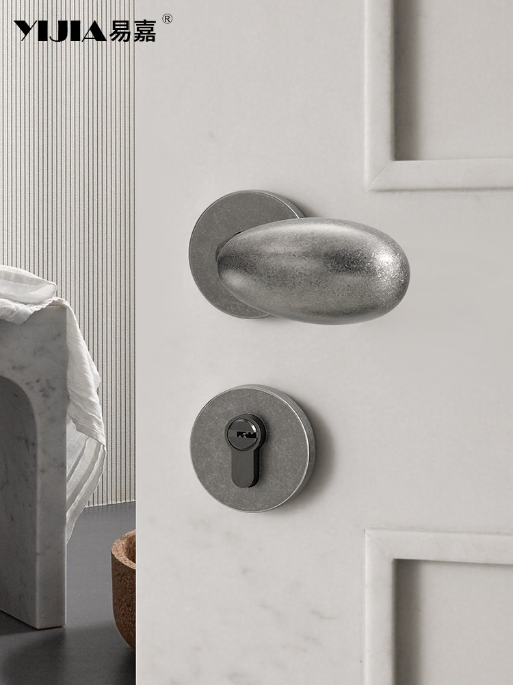 Vintage-Style Antique Silver Household Door Lock for Indoor Bedroom and Bathroom Wooden Doors, Universal Door Handle