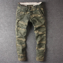Camouflage pants men washed old slim straight retro wear-resistant military military style special forces outdoor casual pants