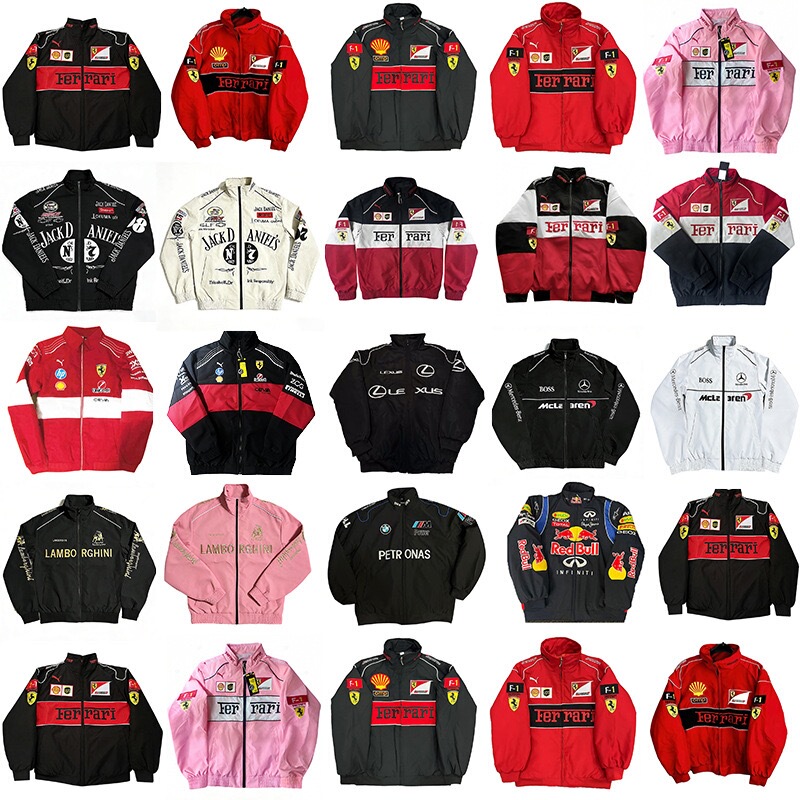 F1 Racing Suit Leather Jacket Motorcycle Jacket Windproof American Retro Embroidered Motorcycle Riding Gear