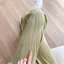 Water ripple ice silk wide-leg pants womens summer thin high waist drape casual pleated cool pants loose autumn straight tube thin