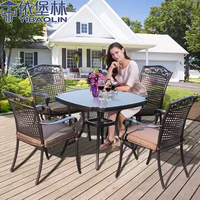Outdoor cast aluminum table and chair Balcony combination set European villa outdoor courtyard garden wrought iron table and chair leisure