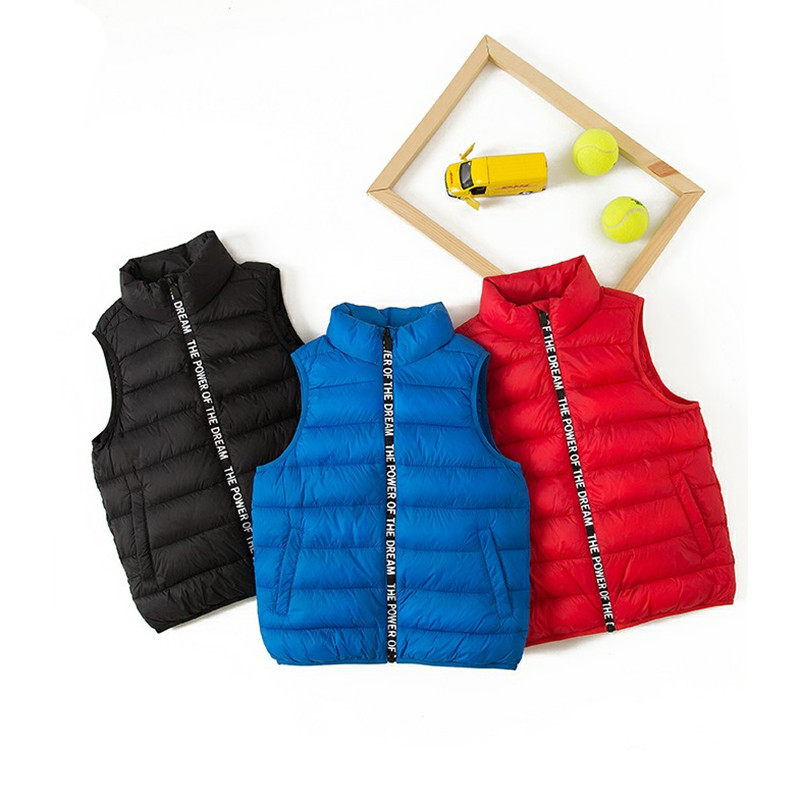 Anti-season clearance children's down cotton vest boys' warm jacket middle and big children's padded vest shoulder winter brand cut standard style