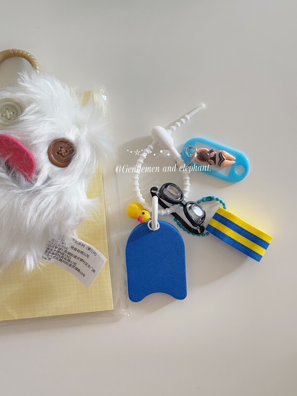 Japanese and Korean ins Summer Swimming Pool Accessories Keychain Silicone Cartoon Pendant Waterproof Lanyard Couple Style