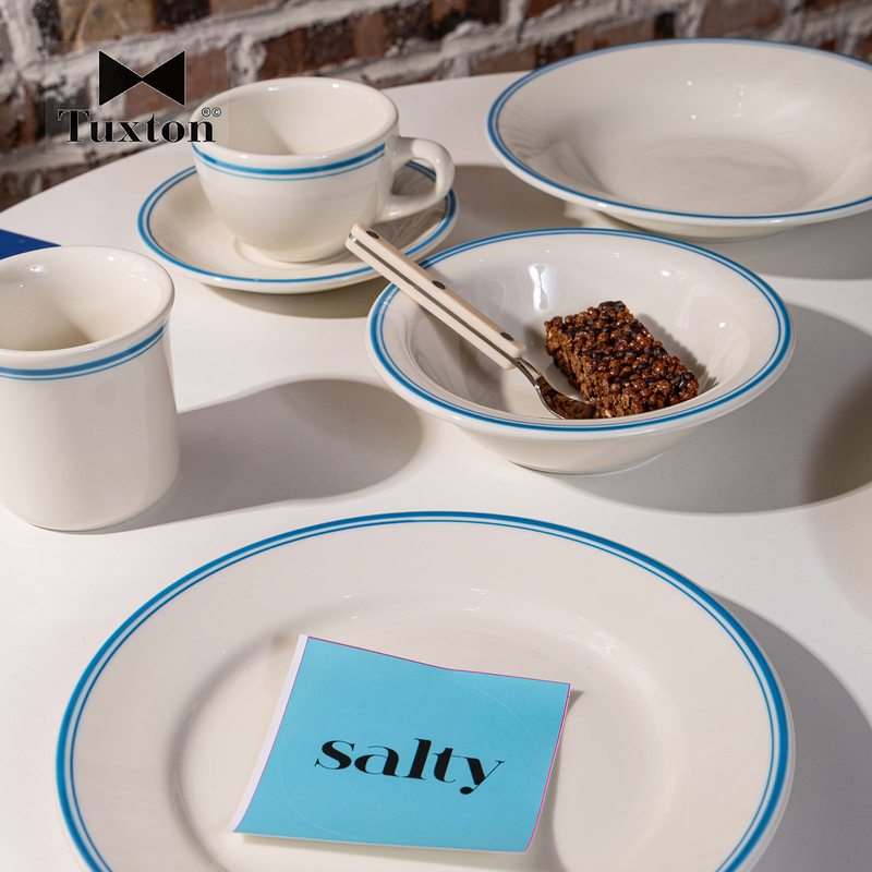 Limited Edition New Product Tuxton Blue Double-Line Ceramic Western-Style Dinner Plate American-Style Steak Salad Pasta Dessert Oval Plate Limited Edition New Product Tuxton Blue Double-Line Ceramic Western-Style Dinner Plate American-Style Steak Salad Pasta Dessert Oval Plate