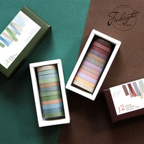 Basic pure pigment color Salt series Hand book and paper tape Morandi color Macaron color whole roll set 12 colors
