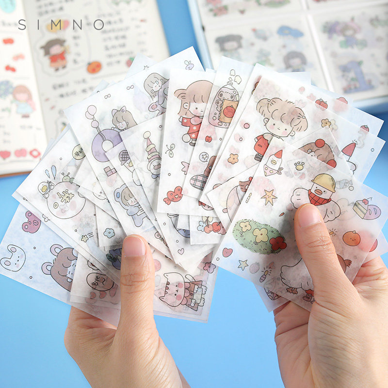 Hand account sticker gift box set set 100 cute girl cartoon character ins Wind decoration small pattern hand account sticker