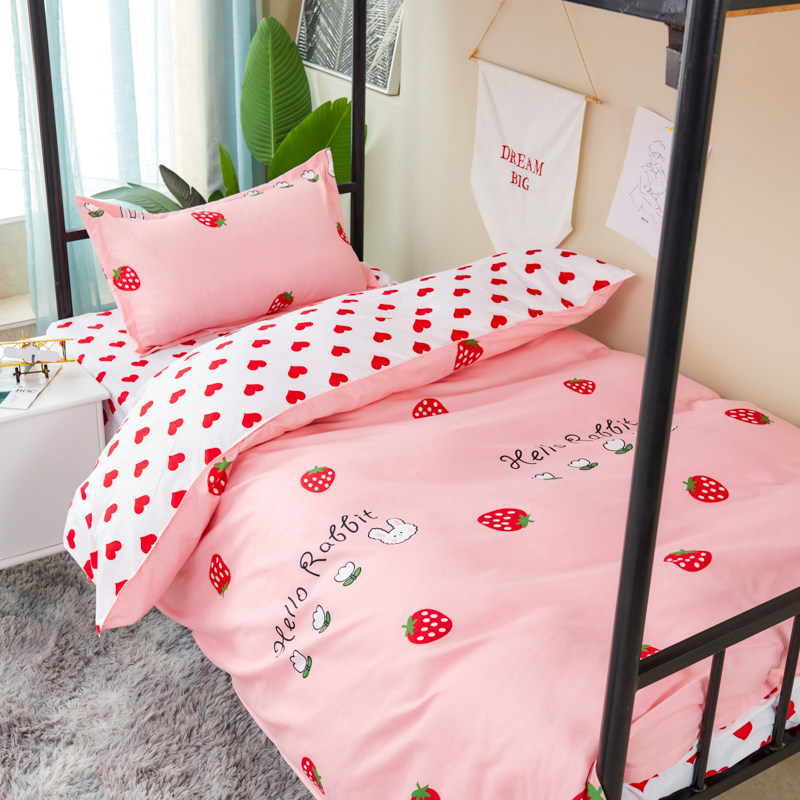 Three-style bed set bedding Four sets of sets of dins wind minimis Quilt Cover Nordic Student Dormitory Bed washed cotton 4