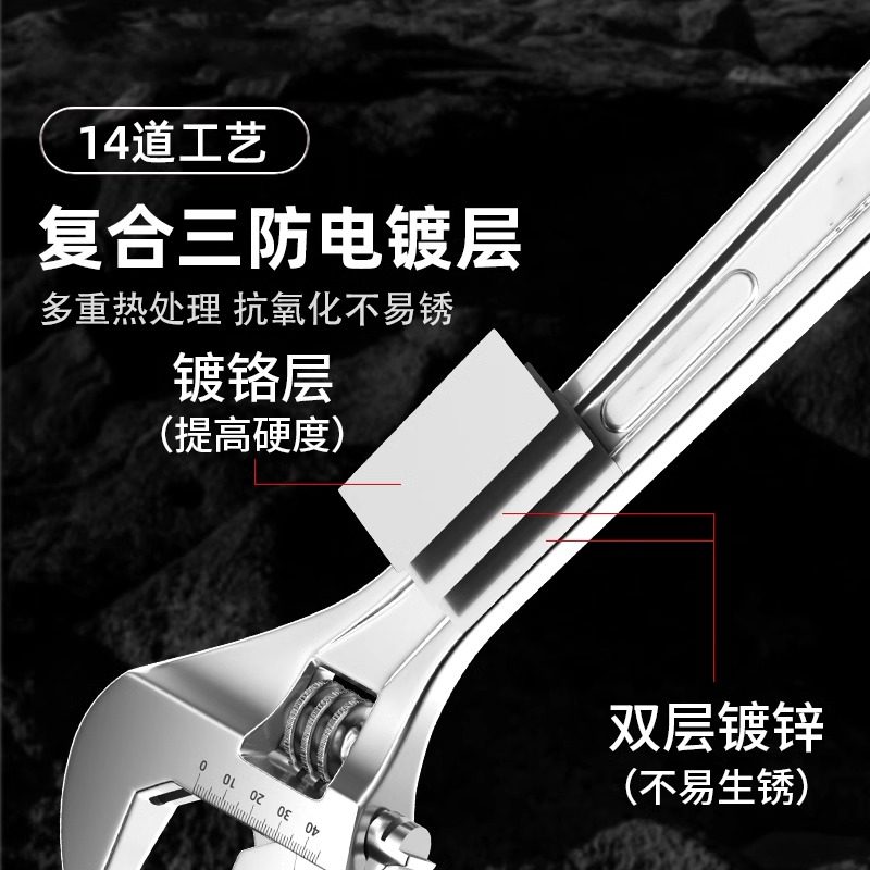 Adjustable Wrench, Multi-Purpose Large Opening Tool, Bathroom Industrial-Grade Wrench, Adjustable Wrench