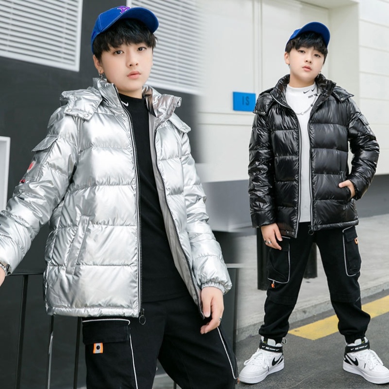 Blue 13 4-year-old boy boy big boy down clothes CUHK Tong 170 Fried Street Jacket Plus Suede 12-15 Year Old Personality