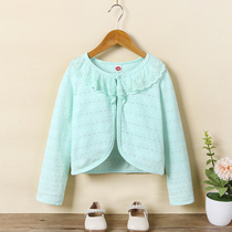Girls shawl thin spring summer and autumn versatile hollow cardigan with skirt shawl childrens short long-sleeved jacket