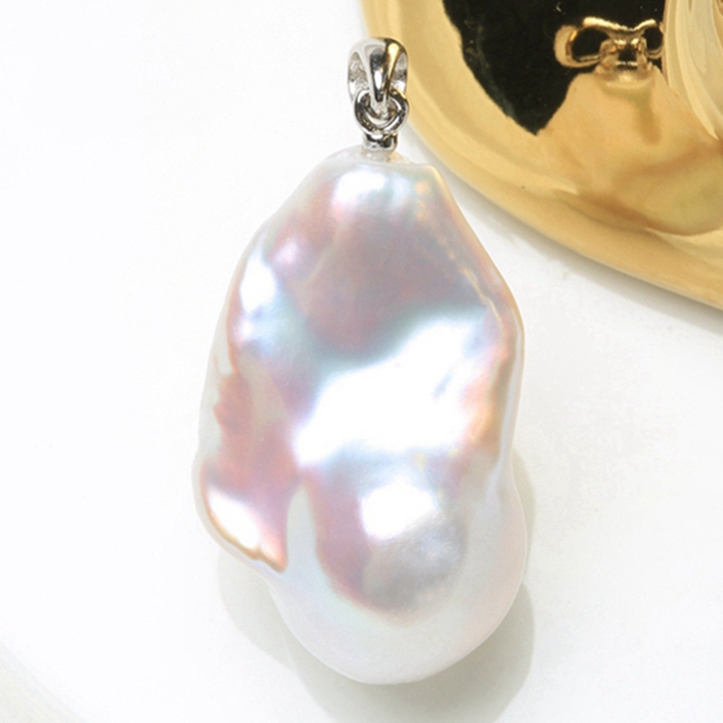 [Selected Baroque Pendant] Natural Freshwater Irregular Baroque Pearl Aurora White Translucent Color S925 Sterling Silver Apyc
