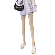 Leggings for womens outer wear in spring autumn and winter thin pure cotton high-waisted gray autumn pants new velvet slimming pants for small feet