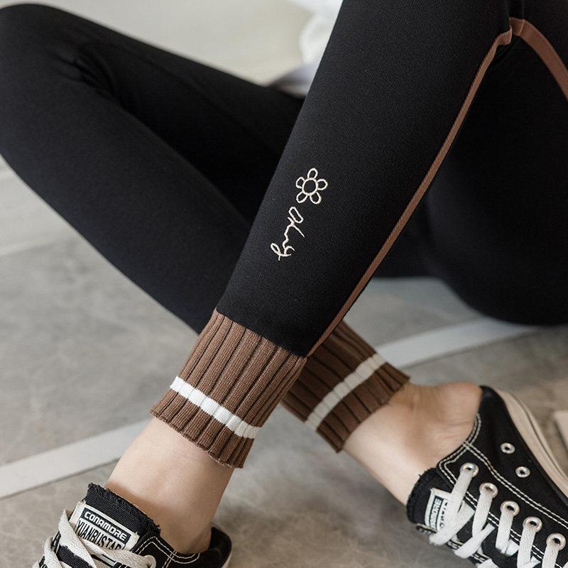 Inside lap pants woman wearing spring and autumn style 2022 new thin section pure cotton high waist tight body thread bunches skin-tight pants