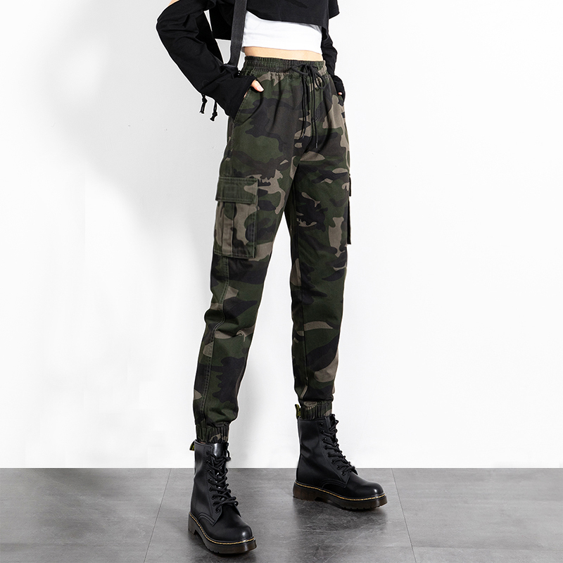 Camouflage Cargo Pants for Women, New Spring and Autumn Style, Military Outdoor High-Waisted Slimming Loose Fit Couple Casual Sports Jogger Pants