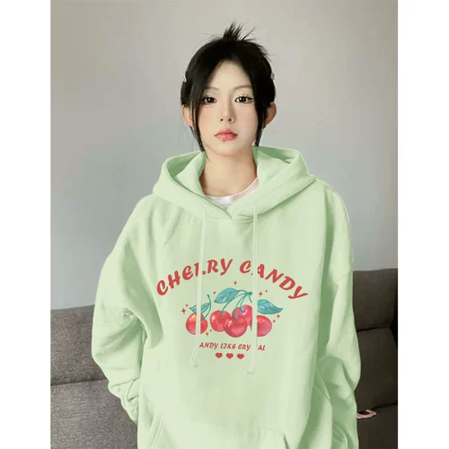 Зеленая демисезонная толстовка с капюшоном, осенняя куртка, лонгслив, коллекция 2023, оверсайз