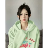 Зеленая демисезонная толстовка с капюшоном, осенняя куртка, лонгслив, коллекция 2023, оверсайз