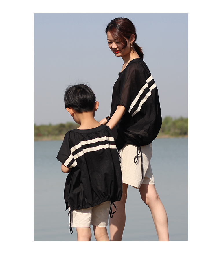 Zhe Sifan chính gốc mẹ-con mặc mùa hè 2019 mới mẹ và mẹ nữ áo thun ngắn tay Hàn Quốc áo phông giản dị - Trang phục dành cho cha mẹ và con cửa hàng quần áo trẻ em