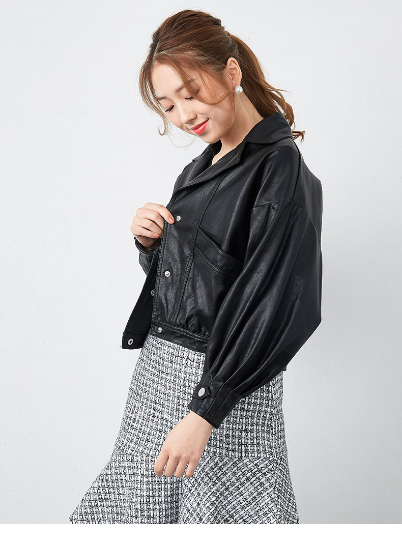 IEF / tình yêu theo mùa đông 2019 phiên bản Hàn Quốc mới của áo khoác lửng nữ thời trang hoang dã dài tay áo vest da