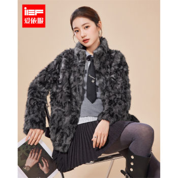 IEF/爱依服2025冬季新款美式潮酷辣妹气质休闲百搭豹纹毛绒外套