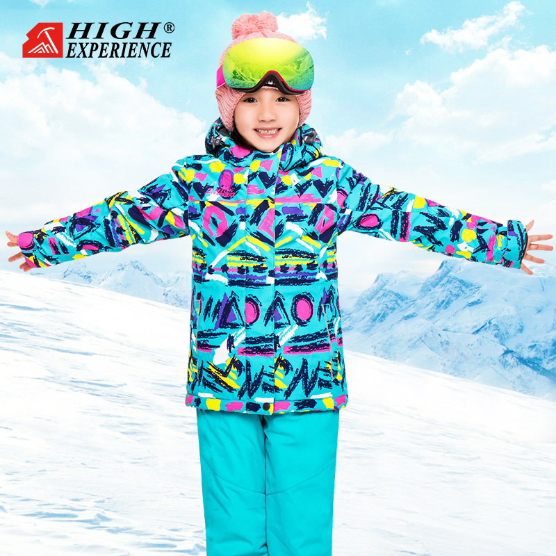 Children's ski suit set Girls and boys outdoor ski clothes waterproof thickened veneer double board baby ski equipment