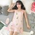 . Pajama cô gái mùa hè sling sexy mỏng thoải mái mang-bạn-của ngực pad chiếc váy mùa hè đồ ngủ sinh viên dễ thương. 