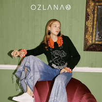 OZLANA2019 Autumn New Cupid series wool sweater vintage print pattern pullover sweater women