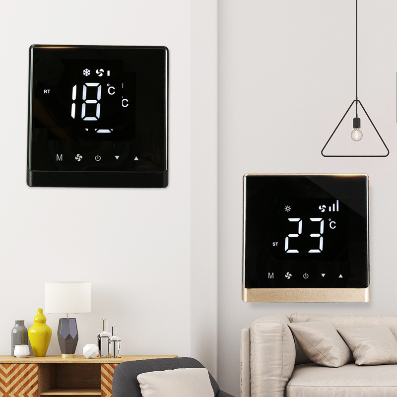 Touch screen central air conditioning controller Fan coil thermostat smart LCD screen three - speed switch is all black