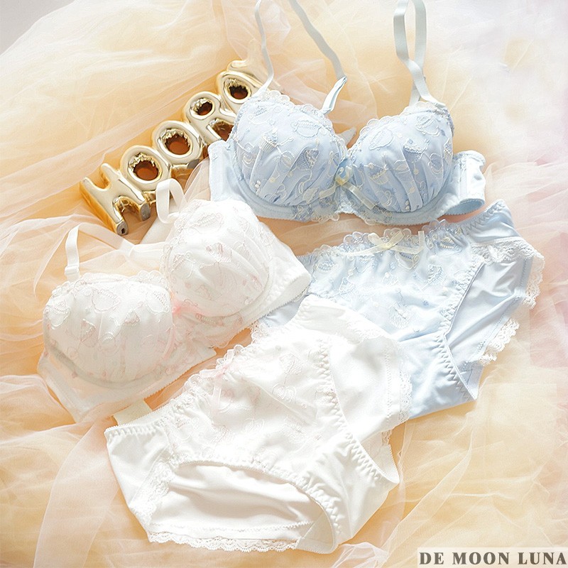 Japanese Alice dream embroidery lace bra set gathered Japanese girl underwear underwear white fairy